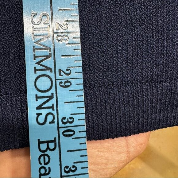 ST. JOHN Basics SANTANA KNIT JACKET CARDIGAN Open Front Long Navy SIZE LARGE - Picture 10 of 10